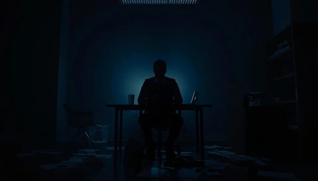 Empty startup workspace symbolizing a failed business after heavy investment